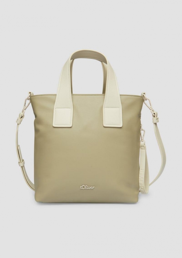 s.Oliver Lässiger Shopper mit abnehmbaren Riemen und Kurztragehenkel - olivgrün