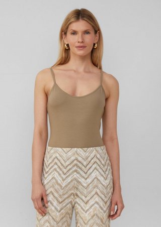 s.Oliver Slim-Fit-Top mit verstellbaren Spaghettiträgern - sandstein