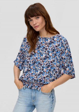 s.Oliver Bluse mit gesmoktem Bund - blau