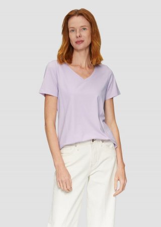 s.Oliver T-Shirt mit V-Ausschnitt - lavendel