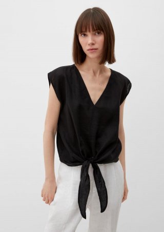 s.Oliver Bluse mit Knoten-Detail - schwarz