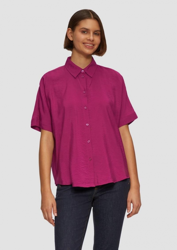 s.Oliver Oversized Hemdbluse aus strukturiertem Viskose - burgund