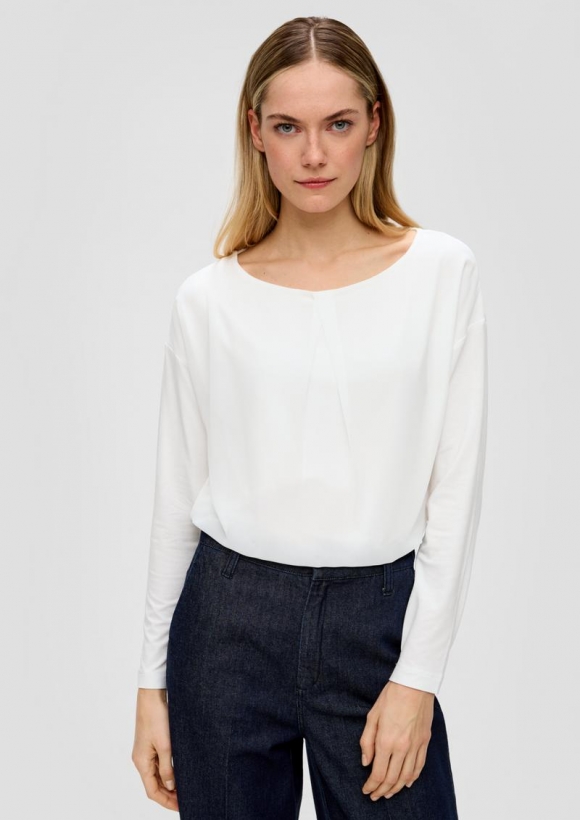 s.Oliver T-Shirt mit Falten-Detail - ecru