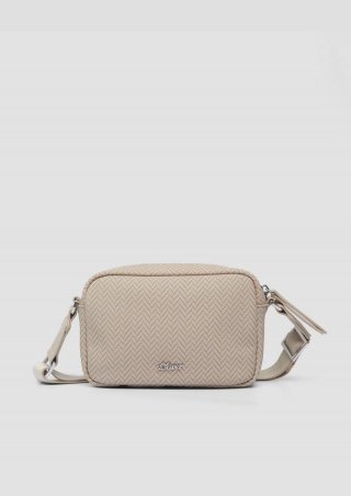 s.Oliver Kleine Camera-Bag mit Reißverschluss und Logo-Detail - beige