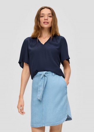 s.Oliver Viskosebluse mit V-Ausschnitt im Relaxed Fit - tiefblau