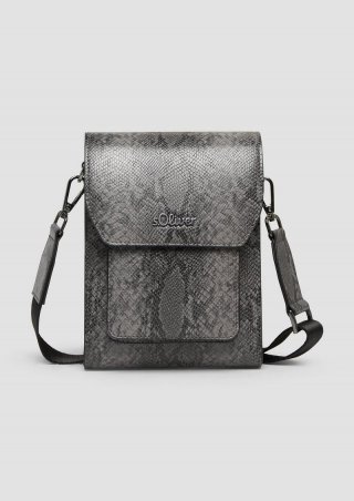 s.Oliver Mini-Bag in Reptilleder-Optik - grau meliert