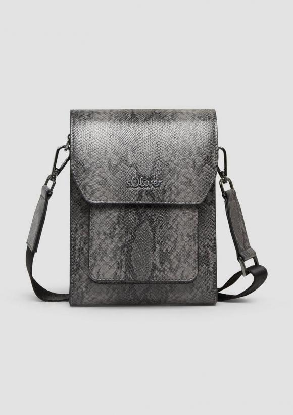 s.Oliver Mini-Bag in Reptilleder-Optik - grau meliert
