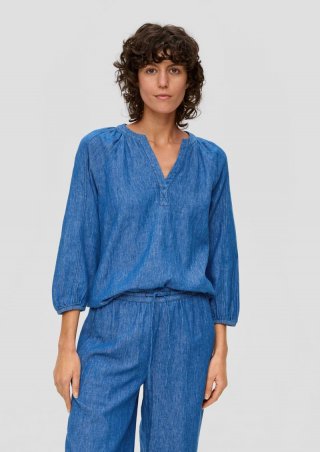 s.Oliver Tunikabluse aus Leinenmix in Denim-Optik - blau