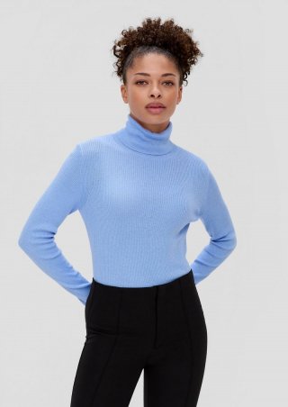 s.Oliver Rollkragenpullover aus Feinstrick - himmelblau