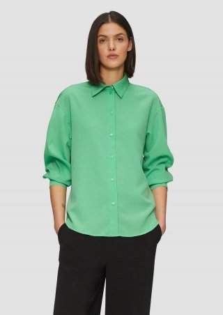s.Oliver Strukturierte Hemdbluse mit Raffung - limettengrün