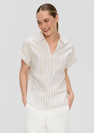 s.Oliver Bluse mit Metallic-Streifenmuster - beige