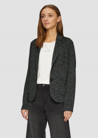 s.Oliver Blazer mit meliertem Muster im Slim Fit - schwarz