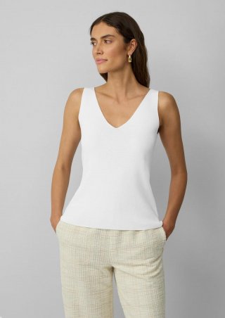 s.Oliver Ärmelloses Feinstrick-Top im Slim Fit - creme