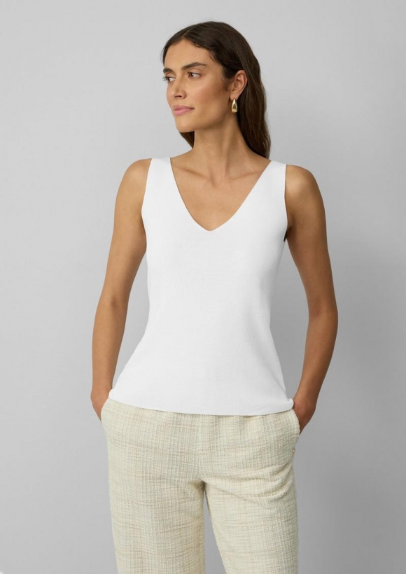 s.Oliver Ärmelloses Feinstrick-Top im Slim Fit - creme