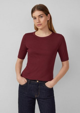 s.Oliver Bequemes Jerseyshirt mit Rippblende - bordeaux