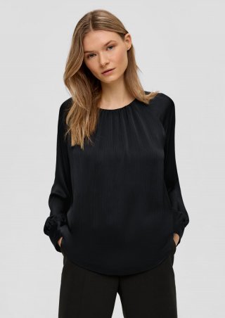 s.Oliver Langarmbluse aus Chiffon - schwarz