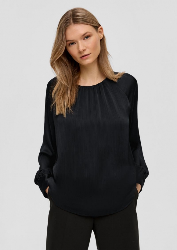 s.Oliver Langarmbluse aus Chiffon - schwarz