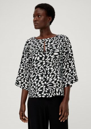 s.Oliver Viskosebluse mit Crêpestruktur - schwarz