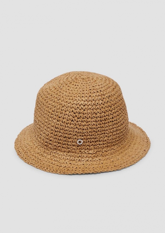 s.Oliver Hut aus Raffia mit Logo-Ring - sandstein