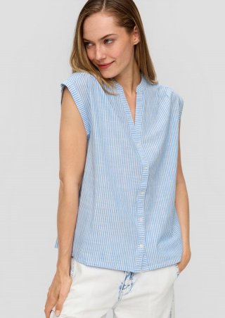 s.Oliver Gestreifte Baumwollbluse im Relaxed Fit - royalblau