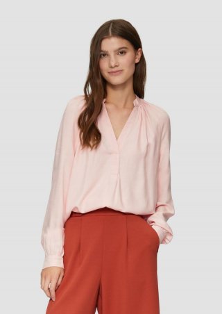 s.Oliver Melierte Viskosebluse mit Raffung - perlmuttrosa