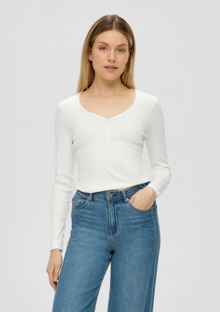 s.Oliver Rippshirt mit Knopfleiste - ecru
