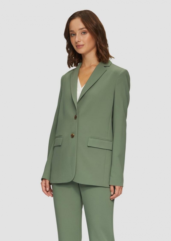 s.Oliver Longblazer aus Twill mit Reverskragen - helles olivgrün