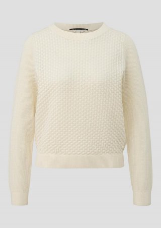 s.Oliver Baumwollpullover mit Ajourmuster - ecru