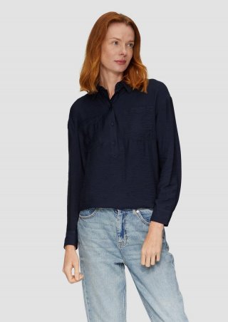 s.Oliver Hemdkragenbluse aus Viskosemix - navy