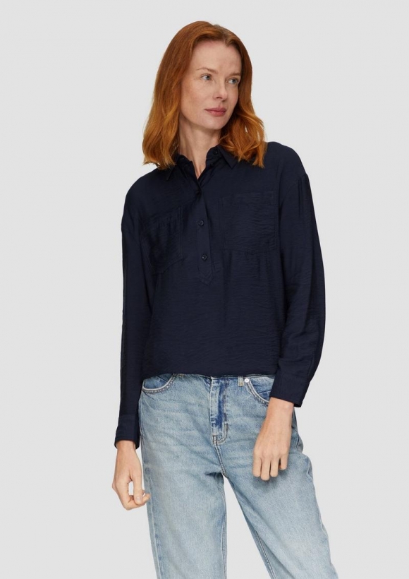 s.Oliver Hemdkragenbluse aus Viskosemix - navy