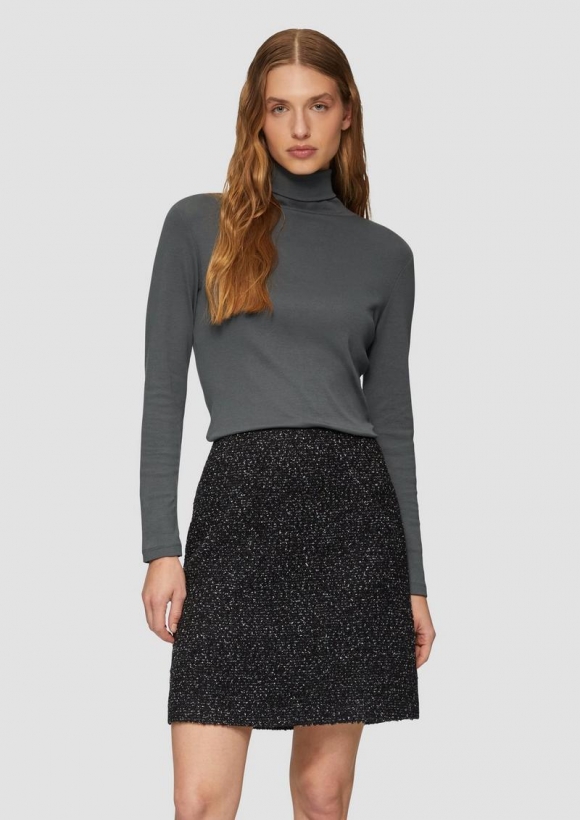 s.Oliver Elastisches Langarmshirt mit Rollkragen - dunkelgrau