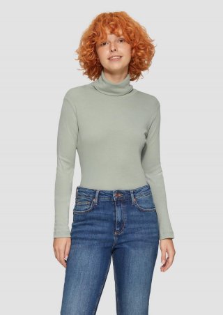 s.Oliver Langarmshirt mit Rollkragen - salbeigrün