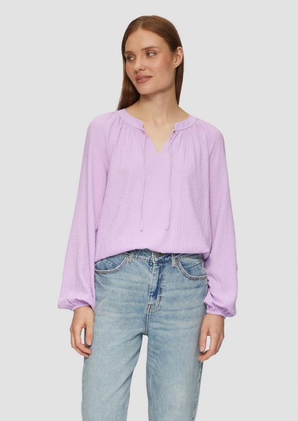 s.Oliver Strukturierte Bluse mit Raffdetails - lavendel