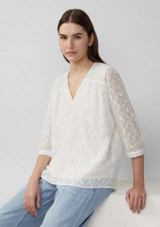 s.Oliver Bluse aus Struktur-Chiffon im Relaxed Fit - ecru