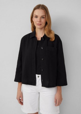 s.Oliver Blusen-Overshirt aus Musselin - schwarz