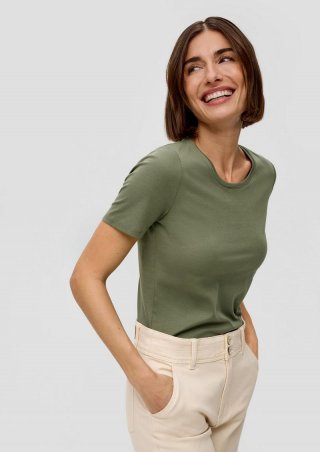 s.Oliver Jerseyshirt mit Rundhalsausschnitt - olivgrün
