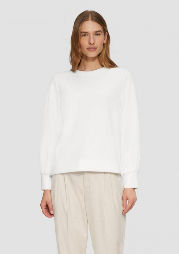 s.Oliver Scuba-Sweatshirt mit weiten Ärmeln - creme