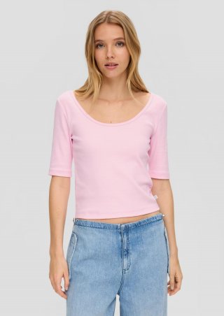 s.Oliver Rippshirt mit tiefem Rundhalsausschnitt - rosa