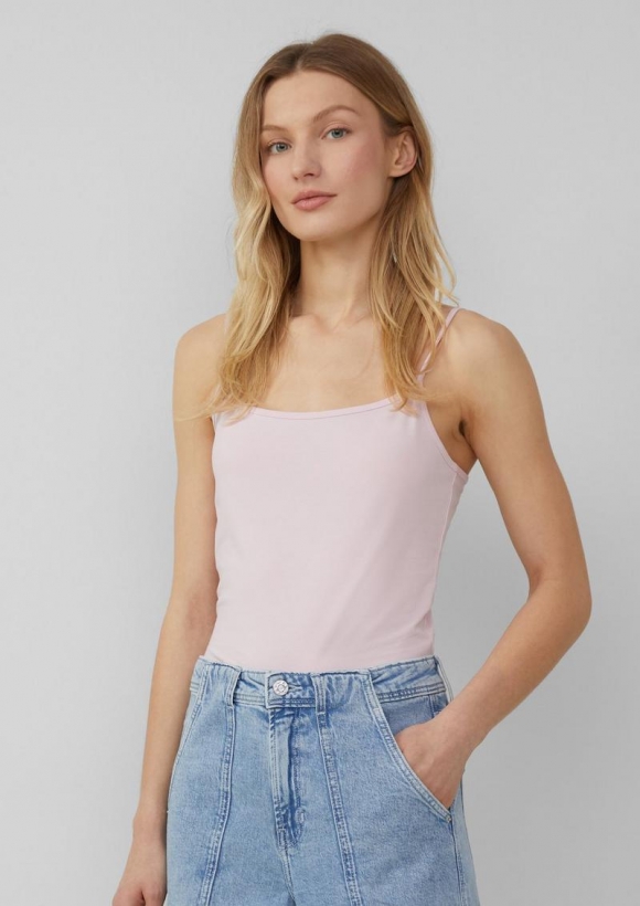 s.Oliver Top mit verstellbaren Spaghettiträgern im Slim Fit - zartrosa
