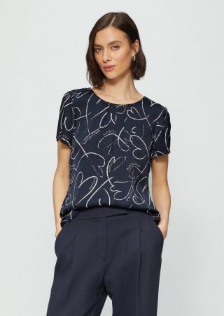 s.Oliver Leichte Satinbluse mit Schmuckkante - navy