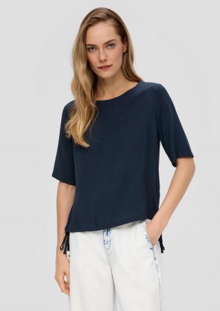 s.Oliver Gemustertes Blusenshirt aus Viskose im Relaxed Fit - tiefblau