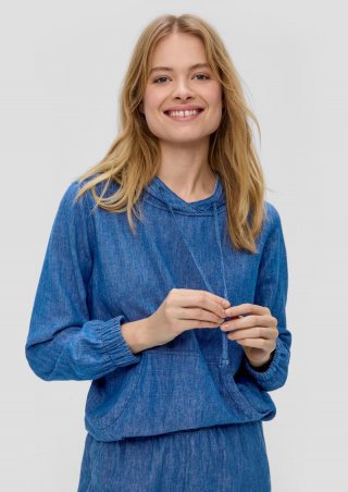 s.Oliver Blusen-Hoodie in Denim-Optik - blau