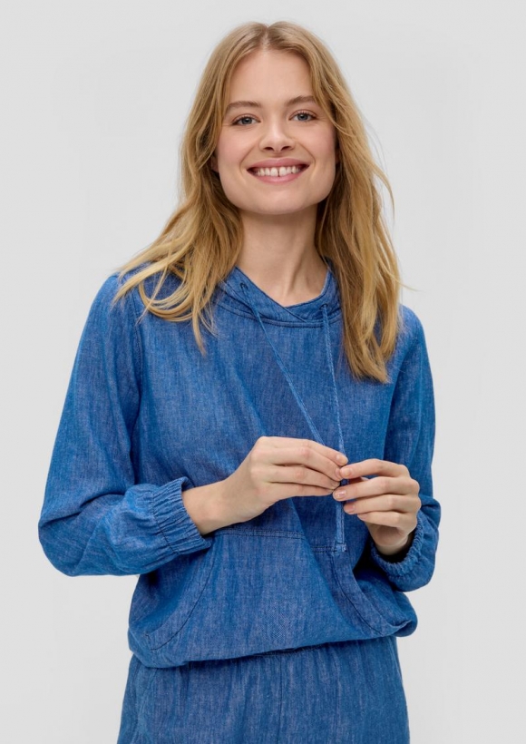 s.Oliver Blusen-Hoodie in Denim-Optik - blau