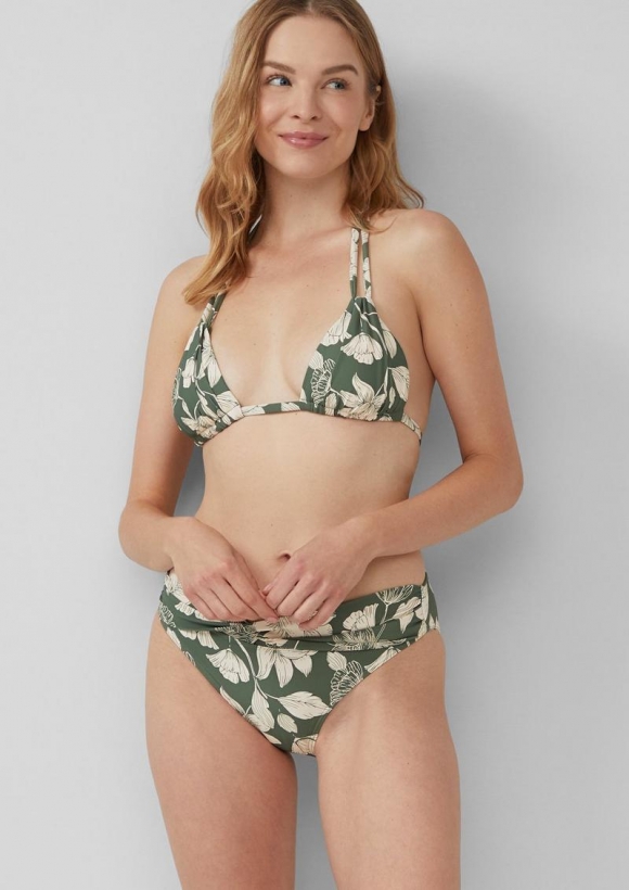 s.Oliver Floral gemusterte Bikinihose Mix & Match - olivgrün