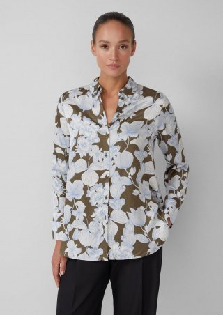s.Oliver Bluse mit floralem All-over-Muster - olivgrün