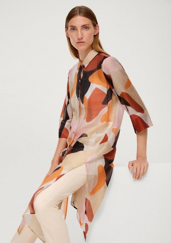 s.Oliver Lange Bluse aus Lyocellmix - ecru
