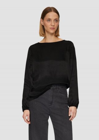 s.Oliver Satiniertes Blusenshirt aus Viskose - schwarz