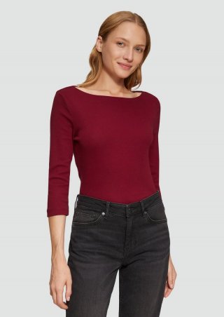 s.Oliver T-Shirt mit 3/4-Arm und U-Boot Ausschnitt - rubinrot