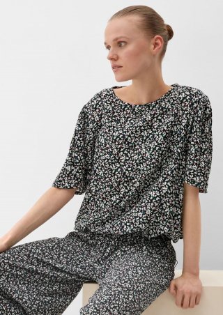 s.Oliver Bluse mit Dobby-Struktur - schwarz