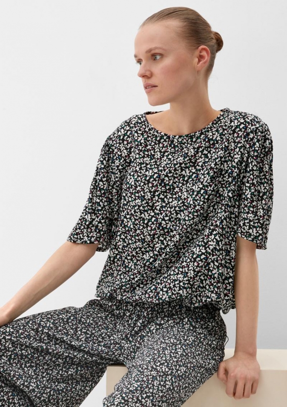 s.Oliver Bluse mit Dobby-Struktur - schwarz